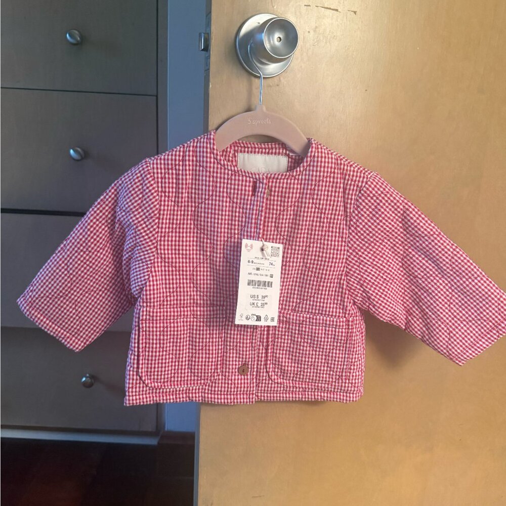 NWT ZARA BABY GIRL GINGHAM PRINT QUILTED JACKET - Picture 5 of 8